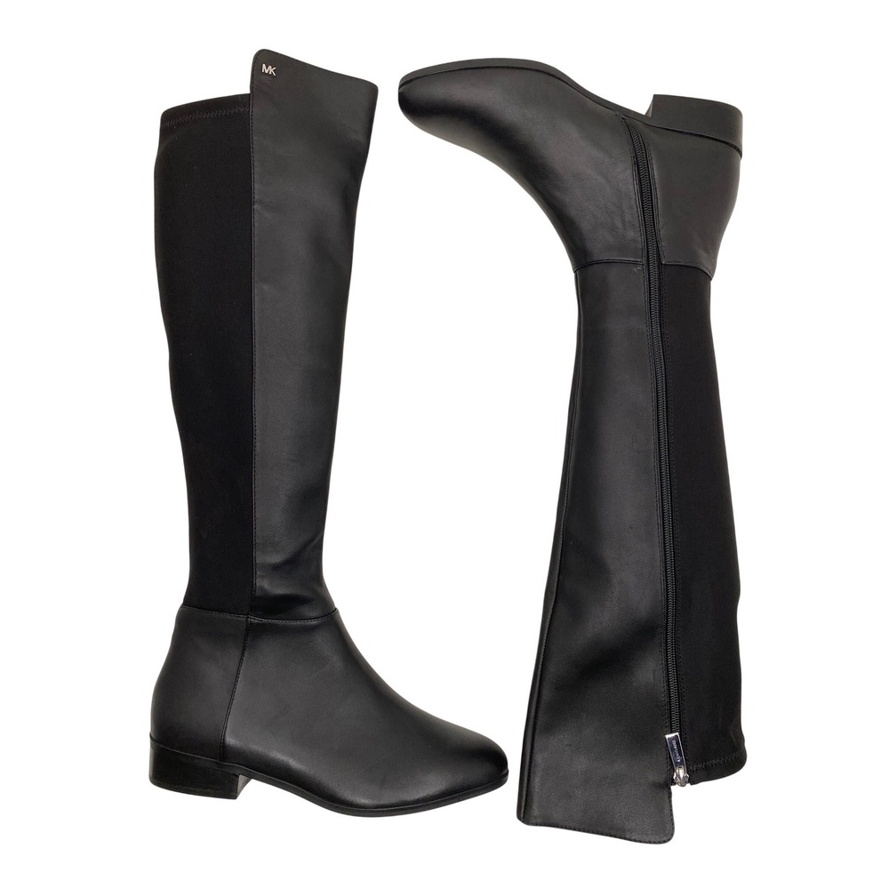 Michael Kors Bromley Leather Over the Knee Flat Boots Womens 9 Black New